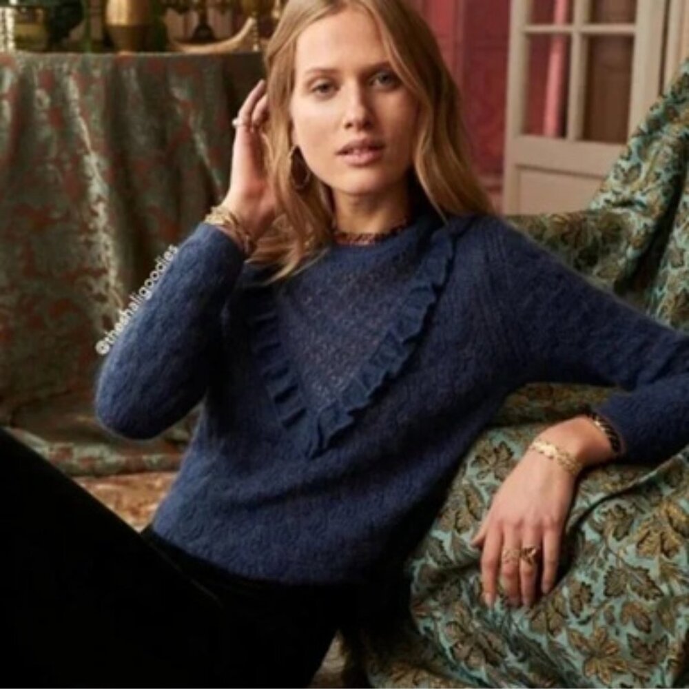 EUC Sezane X Manoush Sergei Sweater in Navy Medium